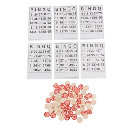 UPKOCH 1 Satz Bingo-Spiel Lotto-brettspiel Bingo-Karten Russisches Volksbingo Bingo-schachspiel Tambola-kit Spielzeuge Pädagogisches Schachspielspielzeug Bingo Schach Hölzern Weiß von UPKOCH