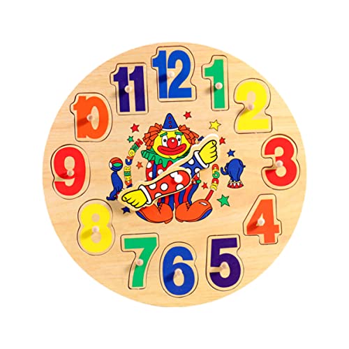 UPKOCH 1 Satz Clown-Uhr Herrenuhren Für Im Vorschulalter Puzzle-Uhr Uhr-Design- Uhr Passende Blöcke Pädagogisches Sortierspielzeug Zahlenerkennungsspielzeug Holz von UPKOCH