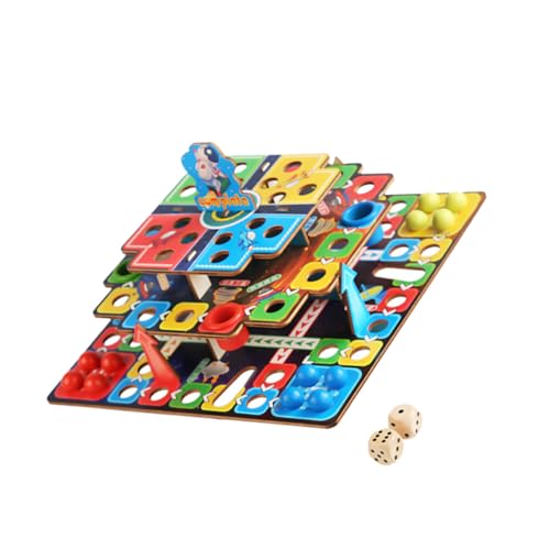 UPKOCH 1 Satz Dreidimensionales fliegendes Schach Interaktives Eltern-Kind-Spiel Ludo-Spielwürfel interaktives Spielzeug Kinder brettspiele Flugschach Brettspielset hölzern Colorful von UPKOCH