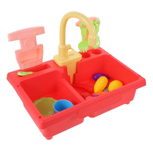 UPKOCH 1 Satz Geschirrspüler Wasserspiel Küchenspielzeug Spielküchenspüle Kitchen Set for spülbecken für kinderküche Kinderspielzeug kognitives Abs rot von UPKOCH