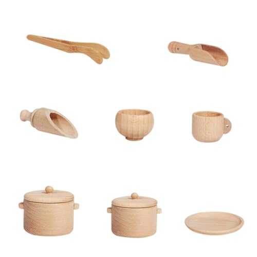 UPKOCH 1 Satz Holz Geschirr Set Kitchen Set for küchenspielzeug für Kinder Geschirrspielzeug Kinder Kochen Spielzeug Besteck Kinderspielzeug Geschirr sensorische Werkzeuge hölzern von UPKOCH