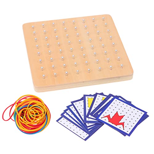 UPKOCH 1 Satz Holzspielzeug Nagelplatte Platte Kreatives Geoboard Steckbrett Geobrett Bildungsspielzeug Grundschule Mathematik Nagelplatte Nagelbrett Steckspielzeug Colorful Hölzern von UPKOCH