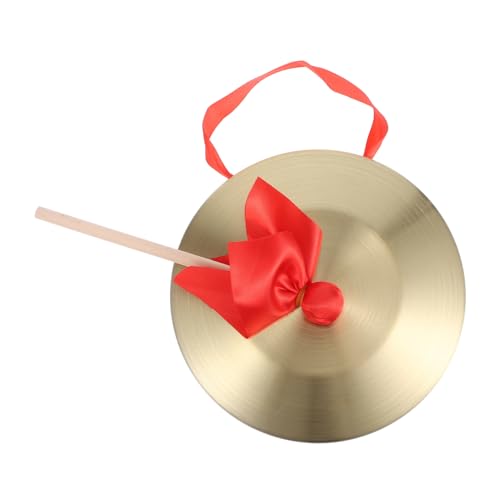 UPKOCH 1 Satz Kindergong Handgong Gong mit Band orientalischer Gong traditioneller Schlaggong Festliches Spielzeug Kupfergong Handheld-Gong Musikalische Party-Requisiten Buchenholz Golden von UPKOCH