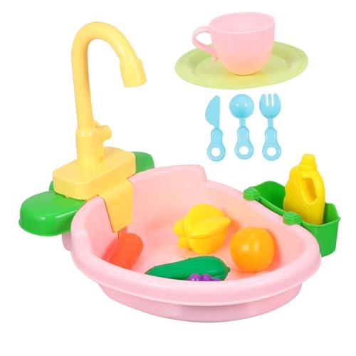 UPKOCH 1 Satz Kinderwaschbecken kinderküche Kitchen kindergeschirr-Set Kitchen for Children Toys Küchenzubehör Set Toys for Schwimmbad Plastik Rosa von UPKOCH