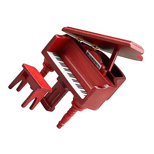 UPKOCH 1 Satz Mini-Klavier Puppenhausklavier Mini-Piano-Modell Miniklavier Für Puppenhaus Puppenhaus-miniaturklavier Miniatur-klaviermodell Rot Holz von UPKOCH