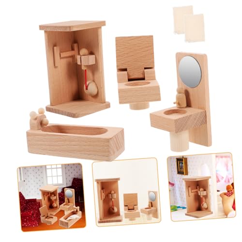 UPKOCH 1 Satz Mini-Möbel kinderzimmermöbel Kinder deko Spielhausmöbel Kinderzimmer-Spielset Mini-Badezimmermöbel Toys for Puppenhaus kleines Modell Miniatur-Möbeldekor hölzern von UPKOCH