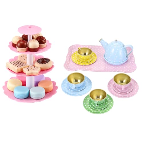 UPKOCH 1 Satz Nachmittagstee Tea Set for -Tee-Set Spielhaus-Tee-Set Nachmittagstee- Langlebiges Tea-Time-Spielset Dessert-Turm- Plastik von UPKOCH