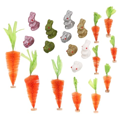 UPKOCH 1 Satz Osterdesktop -Ornamente -Karotten-gartendekoration Karotten-Party-Dekorationen Ostern Rustikale Einrichtung Künstliche Karotte Mini-Figuren Zu Ostern Glitzer Hase Holz von UPKOCH