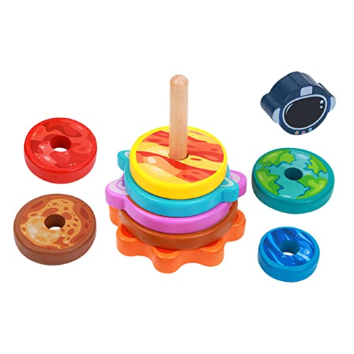 UPKOCH 1 Satz Planet-Set- Stapelring Stapelbare Ringspielzeuge Ringstapler Babyspielzeug Kreis Stapelspielzeug Stapeln Zur Erkennung Von Farbformen Holz von UPKOCH