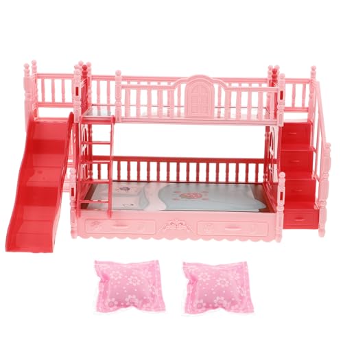 UPKOCH 1 Satz Puppenbett Puppenminibett Spielzeugbett 1 Puppenhausmöbel Im Maßstab 12 Puppenstubenmöbel Etagenbett Für Puppen Puppenhauszubehör Mini-hausbett Puppenhausbett Plastik Rosa von UPKOCH