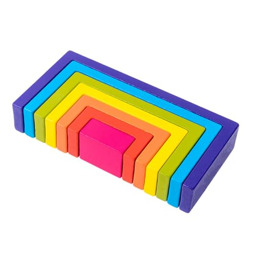 UPKOCH 1 Satz Quadratische Regenbogen-bausteine Geometrischer Block Bausteine ​​Bauen Kindergartenbedarf Colorful Hölzern von UPKOCH