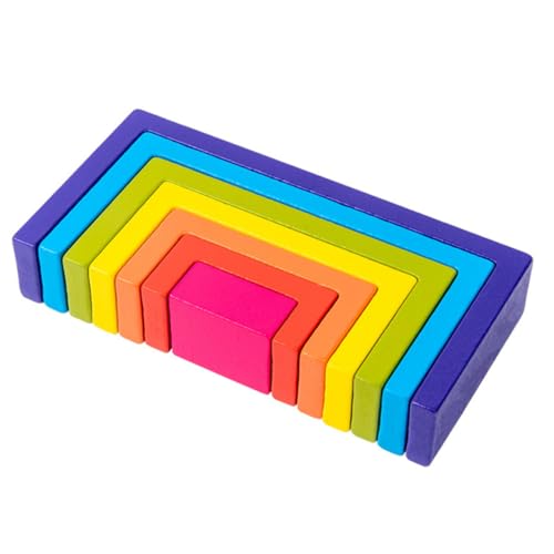 UPKOCH 1 Satz Quadratische Regenbogen-bausteine Spielzeug Kindergartenbedarf Geometrischer Block Bausteine ​​Bauen Hölzern von UPKOCH