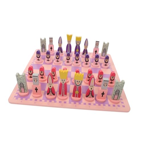 UPKOCH 1 Satz Schach Spielzeug Lernspielzeug Für Kinder Schachbrettspiel Dame Brettspiel Schachspielbrett Kinderschach Cartoon-reiseschach Magnetisches Schach Violett Hölzern von UPKOCH