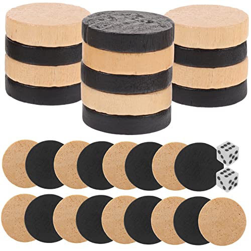 UPKOCH 1 Satz Schachfiguren Chips Zum Spielen Von Brettspielen Backgammon Würfel Dame Fußballkarten Ersatzspielchips Baggamon Brettspielchips Ersatzholz von UPKOCH