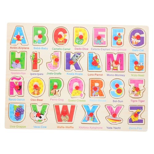 UPKOCH Holzpuzzle Kleinkinder Lernspielzeug Alphabet-Brett Leuchtende Farben Für Jungen Und Mädchen von UPKOCH