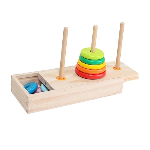 UPKOCH 1 Satz Turm von Hanoi Puzzle rätselbuch kauspielzeug spieluhren Toys Formsortierspielzeug hölzerner Stapler Stapelturm Stapelringblöcke Colorful von UPKOCH