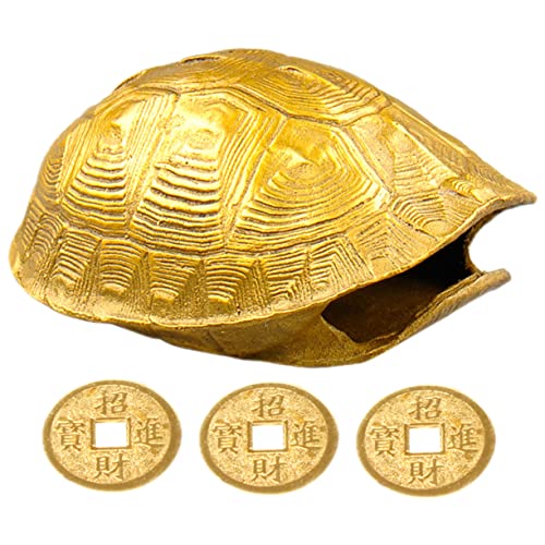 UPKOCH 1 Satz Wahrsagungs Werkzeug Für Schildkröten Panzer Glücksbringer Wahrsagerei Weissagung Schmücken Chinesische Münzen Chinoiserie- Glücksfigur Skulptur Die Golden Kupfer von UPKOCH