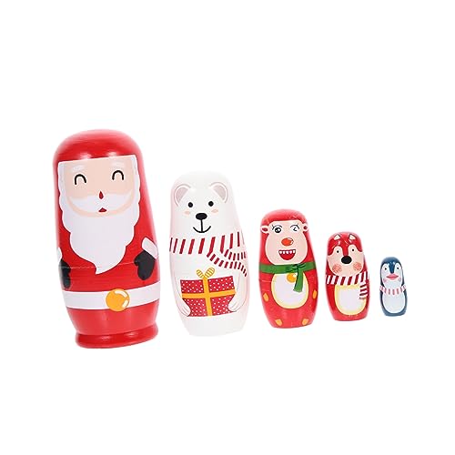 UPKOCH 1 Satz Weihnachtspuppe Weihnachtsspielzeug Ornamente Figur russische Puppen Russian doll Children Toys Christmas décor Weihnachtsstapelpuppe Russische Nistpuppe Holz von UPKOCH