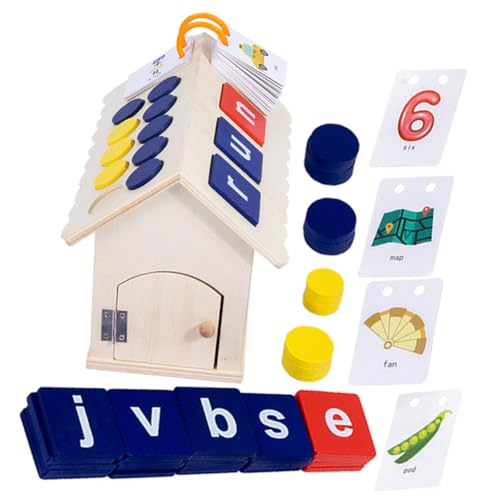 UPKOCH 1 Satz Wortbuchstabierspielzeug Alphabet-Rechtschreibspiel Englische Wörter Lernen Karten Lernspielzeug für Kleinkinderhütte Alphabet-Kabine Briefe Karten Briefkabine Holz von UPKOCH