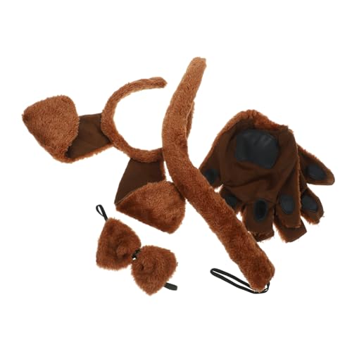 UPKOCH 1 Satz Zubehör Für Hunderollenspiele Hundeohren Und Hundeschwanz Kostüm Halloween-bär-kostüm Welpenohr Hunde-cosplay-ohren Tier-cosplay- Tierfliege Stoff Brown von UPKOCH