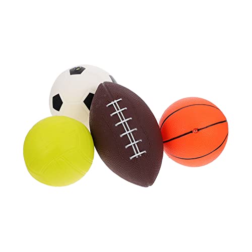 UPKOCH Spielzeugset Für Kinder 4-in-1 Aufblasbarer Fußball Basketball Rugby Kinderspielzeug PVC-Material Reißfest Zufällige Farbe von UPKOCH