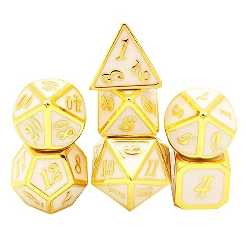 UPKOCH 1 Set 7 Stück Metallwürfel Partyspiel Facettierte Würfel 7 Stück Würfelspiel RPG Spiele Würfel Polyedrische Würfel Unterhaltungswürfel Legierungswürfel Brettspiele Mdice Golden von UPKOCH