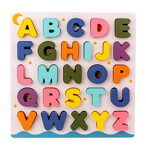 UPKOCH 1 Set Alphabet Blöcke Puzzle Kleinkinder Puzzle Puzzles Puzzles Für Kleinkinder Puzzles Für Kleinkinder Kinderspielzeug Handgreifblöcke Inlay Aus Holz von UPKOCH