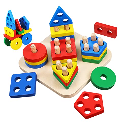 UPKOCH 1 Set Blöcke Kinderpuzzles Kinderpuzzles Sortier Und Stapelpuzzles Sortierspielzeug Spielset Puzzles Lernpuzzles Aus Holz von UPKOCH