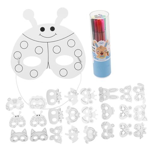 UPKOCH 1 Set Kindermasken Set Karnevalsmasken Zum Ausmalen Papiermasken Opernmasken Clownsmasken Weiße Tiermasken Katzenmasken Zum Bemalen Blankomasken Karnevalsmasken von UPKOCH