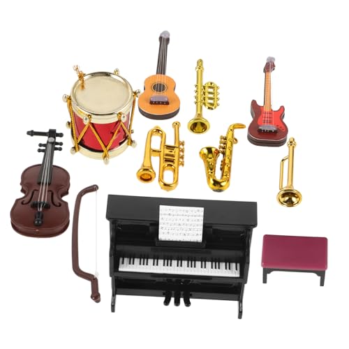 UPKOCH 1 Set Miniatur Musikinstrument Modell Zubehör Für Puppenhaus Realistische Miniatur Musik Dekoration Für Mini Musikzimmer Piano Und Geige Niedliche Spielzeuge Für von UPKOCH