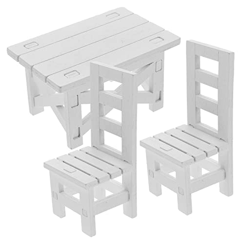 UPKOCH 1 Set Minimöbel Puppenhausmöbel Minihaus Tisch Miniaturen Stuhl Miniaturtisch Puppenmöbel Gartenminiaturen Miniaturen Zubehör Ministuhl Holz Weiß von UPKOCH