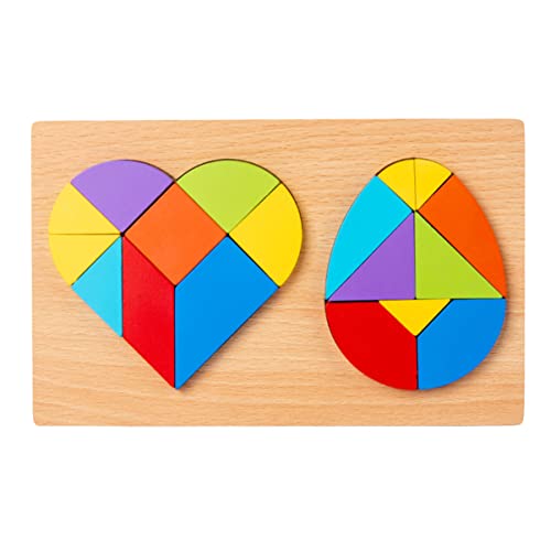 UPKOCH Tangram-Puzzles Für Kinder Früherziehungsspielzeug 2-in-1-form-puzzle Holz-Tangram Sicher Glatt Eltern-Kind-aktivität 1 Satz von UPKOCH