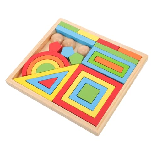 UPKOCH 1 Set Regenbogen Bausteine Erkennungsspielzeug Lernspielzeug Baustein Regenbogen Holzspielzeug Geometrisches Geometrischer Baustein Aus Holz von UPKOCH