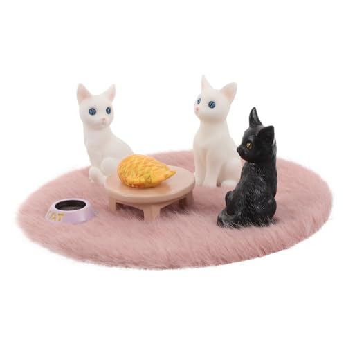 UPKOCH 1 Set Süße Mini-katzenfiguren, Puppenhaus-Miniatur-zubehör, Realistisches Kätzchen-Spielzeug, Mikro-landschaftsdekoration, Kleines Katzen-plüsch-dekorationsset von UPKOCH