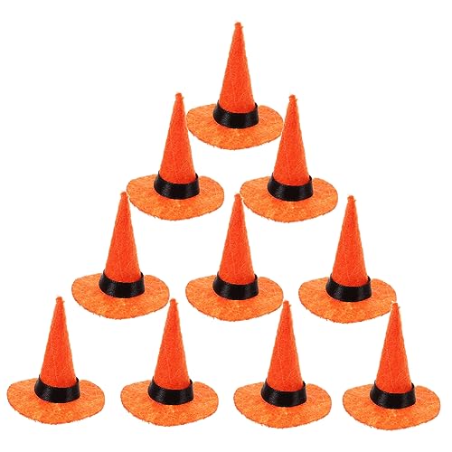 UPKOCH 10 Stk Halloween-zwergmütze Halloween-dekorationsraum Mini-hexenhut Aus Filz Halloween-flaschenhut -hexenhut Hexenhut Requisite Mini-hexenhüte Hexenhut Orange Filzstoff von UPKOCH