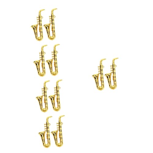 UPKOCH 10 Stück Mini Saxophon Miniatur Musikinstrumente Puppenhaus Musikinstrument Mini Musikinstrument Simuliertes Saxophon Ornament Mini Instrumentenmodell Kunststoff Golden von UPKOCH