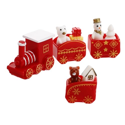 UPKOCH 10 Teiliges Set Mikro Landschafts Weihnachtsbox Weihnachtszüge Winzige Schneemann Figuren Holzzug Ornamente Feiertags Spielzeugeisenbahnschienen Unter von UPKOCH