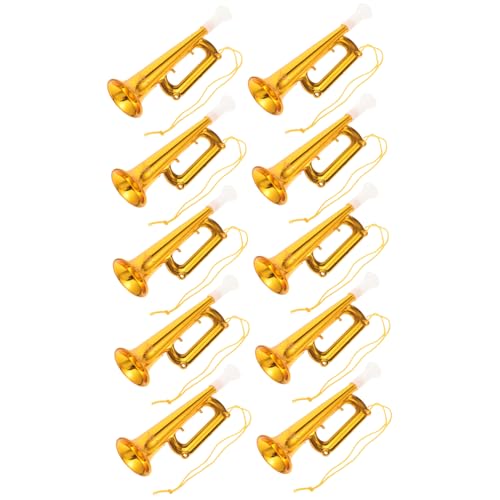 UPKOCH 10St Konzert Trompete Spielzeug-Waldhorn Blashorn-Geräuschmacher musikinstrumente Musical Instruments Toy Hornbläser Bühnen-Performance-Tools Kindertrompete Abs Golden von UPKOCH