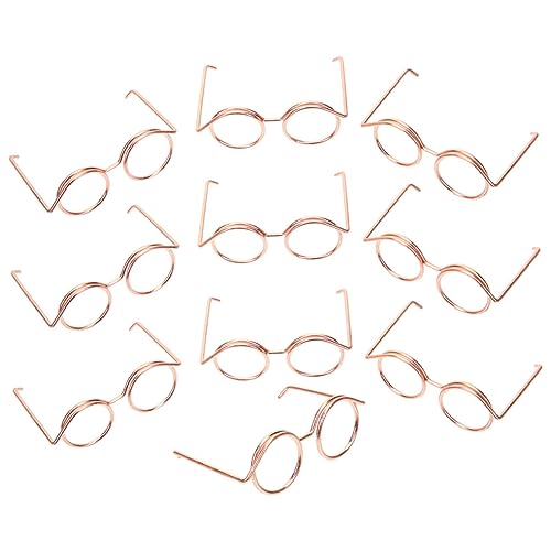 UPKOCH 10St Puppenbrille Spielzeugbrillen für Puppen Zubehör Sonnenbrille Masse für puppenkleidung doll Accessories Miniatur-Brillen-Requisiten lustige Brillendekore Metall Rose Gold von UPKOCH