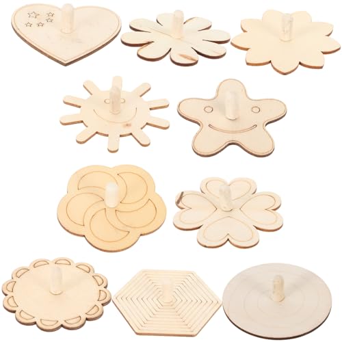 UPKOCH 10St Kinder bastelset basteln für Kinder Unvollendetes Gyro-Spielzeug aus kleines Oberteil Girlande Kinderaccessoire leerer Kreisel hölzern Jacke Holzmalerei Material rotieren von UPKOCH