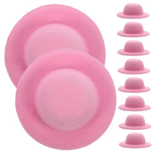 UPKOCH 10st Mini-Strohhut Mini-Zylinder-stirnbänder Zubehör Für Babypuppen Trollpuppen Mini-Babys Heimwerken Puppenhaus Miniatur Bausatz Selber Machen Mini-Enten Mini-frösche Rosa Flanell von UPKOCH