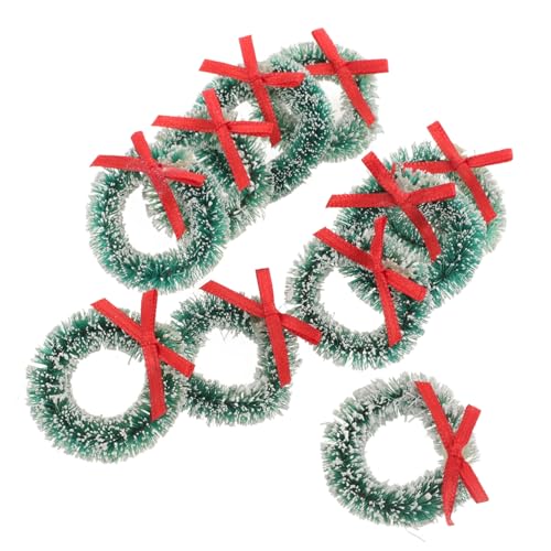 UPKOCH 10st Weihnachtskranz Minikränze Zum Basteln Mini-schrankkranz Roter Beerenkranz Minikränze Für Schränke Miniatur-hausaccessoires Mini-kranzverzierungen Sisal-Seide Green von UPKOCH