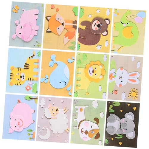 UPKOCH 12 Blätter selbstgemachte Aufkleber Puzzle-Sticker-Material Form-Puzzle-Spielzeug Bastelmaterial für Kinder basteln für Kinder Cartoon-Tier-Lernspielzeug Kunst und Handwerk Eva von UPKOCH