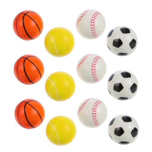 UPKOCH 12 Stück Hüpfball Mini Spielzeug Korbball Sportbälle Sport Motto Partygeschenke Basketball Fußball Spielzeug Kleiner Fußballball Tennis Party von UPKOCH