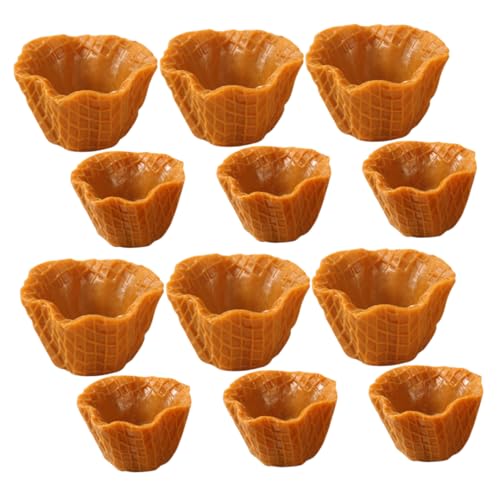 UPKOCH 12St Simuliertes Tori-Modell schokoladenfarbe künstliches Dessertmodell künstliche Waffeltüte Essensspielzubehör Mini-Eistüten-Modelle gefälschte Eistüte zum Basteln PVC Chocolate von UPKOCH