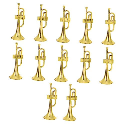 UPKOCH 12st Musikinstrumentenmodell Dekor Miniatur-musikinstrumente Musikinstrument Der Goldenen Trompete Mini-musikspielzeug Mini-trompetenfigur Mini-goldmusikinstrumente Horn Plastik von UPKOCH