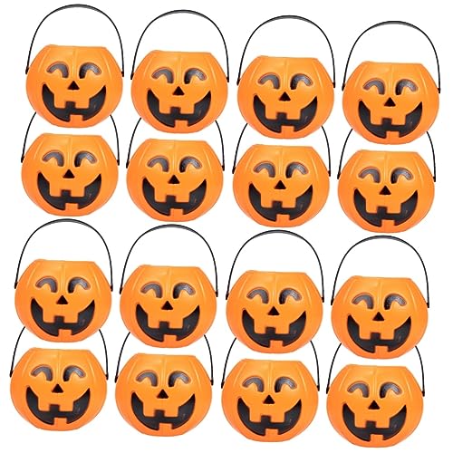 UPKOCH 16 Stk Kürbis Bonbonglas Halloween-Eimer für Kinder Laterne Halloween-Süßigkeiten Behandler halloween pumpkin halloweenkürbis Süßigkeitenglas Süßigkeiten Eimer Knopfbatterie von UPKOCH