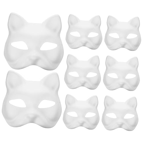 UPKOCH 16 Stk Zellstoff-blank-maske Leere Katzenmasken Einfache Tiermasken Bemalbare Maske Anime-anziehmaske Cosplay-partymaske Katze-halloween Halbe Katzenmaske Wolfsmaske Papier Weiß von UPKOCH