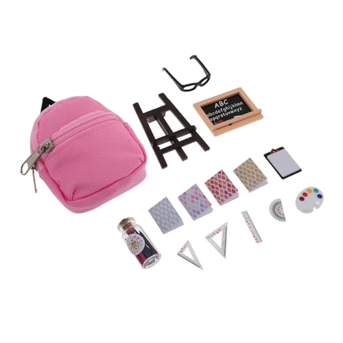 UPKOCH 16Pcs Dollhouse Mini Schultasche Und Bildungswerkzeuge Mit Tafel Herrschern Schreibwaren 112 Dollhouse Klassenzimmer Dekoration Puppenstudium Accessoire von UPKOCH