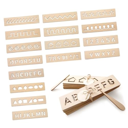 UPKOCH 16st Übungsbrett Aus Holz Vorschulisches Lernen Zeichenschablonen Für Kleinkind Beschäftigt Board Puzzle Für Übungsbrett Für Buchstaben Kinderspiele Khaki von UPKOCH